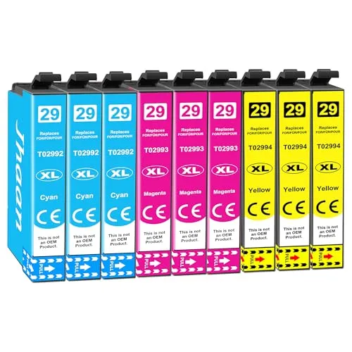 Jhaan 29 XL Tintenpatrone Kompatibel für Epson 29XL für Epson Expression Home XP-235 XP-245 XP-247 XP-255 XP-257 XP-332 XP-335 XP-352 XP-342 XP-345 XP-455 (9er-Pack)