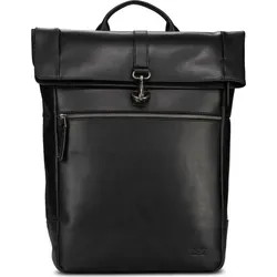 Jost Rucksack Lund Kurier - Schwarz, 45 x 38.5 x 14 cm - Eleganter Business-Rucksack aus hochwertigem Leder mit Platz für A4-Unterlagen und Laptop bis 43 cm. Praktische Fächer und komfortable Rückenpolsterung für den täglichen Einsatz.