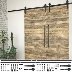vidaXL Schiebetür-Beschlagsätze 2 Stk. 200 cm Stahl Schwarz - Türsicherungen für leises und müheloses Öffnen von Schiebetüren. Robustes Set aus pulverbeschichtetem Stahl, ideal für Scheunen und Wohnräume, inklusive 2 Gleitschienen und verschleißfesten Rollen.
