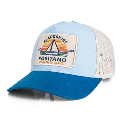 Blackskies® Positano Trucker Baseball Cap - Unisex Trucker Cap mit atmungsaktiven Mesh-Einsätzen, ideal für Outdoor-Aktivitäten. Verstellbarer Verschluss für perfekten Sitz und Komfort. Strapazierfähig und pflegeleicht – die perfekte Wahl für jeden Anlass.