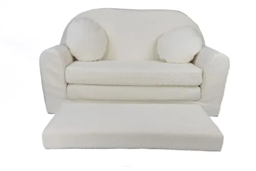 FORTISLINE Kindersofa David – Klappsofa aus Teddy-Stoff mit Verlängerung - Vielseitiges Kindersofa „David“ mit praktischer Ausklappfunktion. Ideal zum Spielen, Ausruhen oder Übernachten – gemütlich und flexibel für kleine Abenteurer!