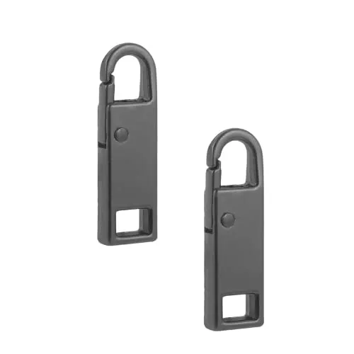 Stück Reißverschluss Schieber, Reißverschluss Lasche Ziehen Ersatz, Abnehmbare Zipper Pull Tabs, für Bekleidungsjacken, Koffer, Stoff, Rucksack, Gepäck, Bastelarbeiten(Schwarz, 37x10x4 mm) 2