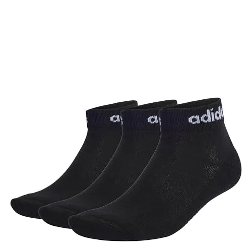 adidas Unisex Think Linear Ankle Socks 3 Pairs, Black/White, 42-45