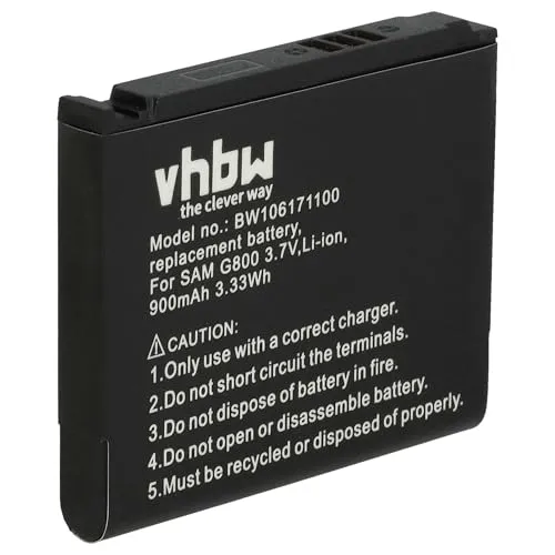 vhbw 1x Akku kompatibel mit Samsung SGH-S5230 Handy Smartphone Telefon (900 mAh, 3,7 V, Li-Ion)
