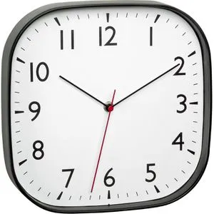 TFA Wanduhr 60.3076.01, Kunststoff, analog, Quarzuhr, 28 x 28 cm, schwarz, lautlos