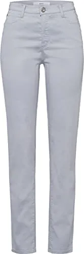 BRAX Damen Mary Smart Cotton Hose - Grau (Grey Melange 09) - Damen-Hosen in Slim Fit, gefertigt aus hochwertigem Baumwollsatin für besonderen Tragekomfort und Farbbrillanz. Ideal für sportive Outfits!