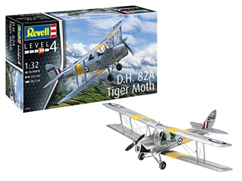 Revell 3827 D.H. 82A Tiger Moth - Flugzeugbausatz - Flugzeugbausatz, detailgetreu und ideal für Modellbau-Enthusiasten, die ein klassisches Flugzeug nachbauen möchten.