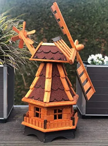 DARLUX Handgefertigte Garten Windmühle aus Holz