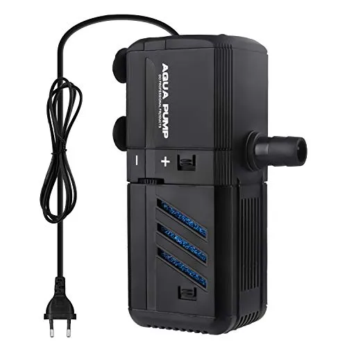 Aquarium Internal Filter 6W, Einstellbarer Aquarium innenfilter mit 500 L/H Wasserpumpe für 30-150L