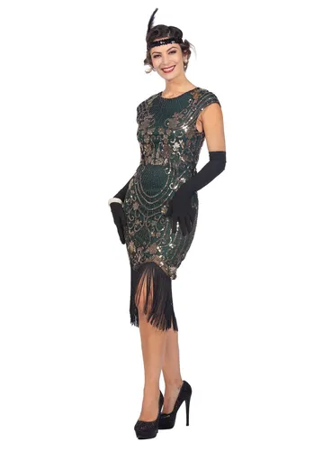 20er Jahre Cocktailkleid tannengrün - Fühle Dich wie ein klassischer Filmstar in