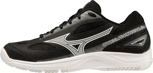 MIZUNO STEALTH STAR 2 Jr(C) 52 Black/White – Leichte Allround-Schuhe für junge Spieler - Der Stealth Star Jr. bietet optimalen Grip und Stabilität. Mit reaktionsfähiger Zwischensohle und flexibler Außensohle sorgt er für ein angenehmes Spielgefühl. Ideal für vielseitige Einsätze.