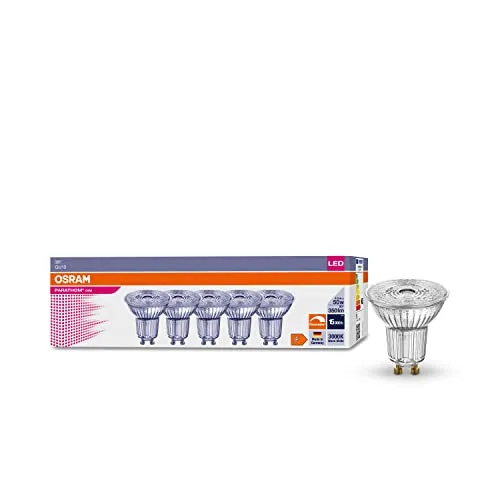 OSRAM Dimmbare LED-Reflektorlampen GU10 | 50W Ersatz, warm weiß, 5-Pack - Energiesparende LED-Reflektorlampen mit langer Lebensdauer von 15.000 Stunden. Einfacher Austausch ohne Umverdrahtung und stufenloses Dimmen für individuelle Lichtgestaltung.