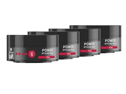 Schwarzkopf TAFT Styling Wax Power (4x 75ml), Haarwax für bis zu 48 Stunden Kraft-Halt, schonend für Haar und Kopfhaut, veganes, Styling-Wax, Haarwachs