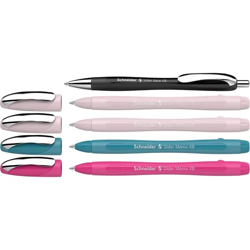 Schneider Kugelschreiber Memo + 1x Rave sortiert Etui 4x