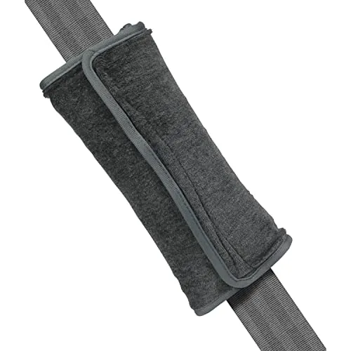 Dooky Seatbelt Pillow Dark Grey Kissen für den Sicherheitsgurt Anschnallgurt (100% Baumwolle, extra weich, waschbar, mit praktischem Klettverschluss), Grau Uni
