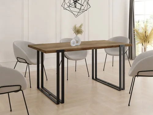 WFL Group Esstisch aus Alteiche - Esstisch in Rechteckig, 80x76x140 cm, ideal für minimalistisches Interieur. Ausziehbar für zusätzliche Gäste, langlebige laminierte Oberfläche und stabile Metallbeine – perfekt für Partys und Familientreffen!
