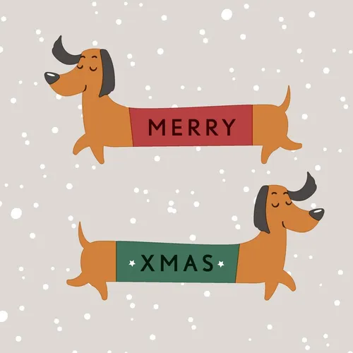Servietten Merry Dachshund Dackel Weihnachten Spruch Winter Tischdeko 33x33cm 20