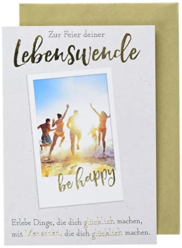 Perleberg - Karte zur Lebenswende mit Polaroid Motiv - Glückwunschkarte mit schöner Schrift - Karten zur Lebenswende 11,6 x 16,6 cm - Grußkarte zum Geburtstag/Hochzeit/Jugendweihe inkl Umschlag