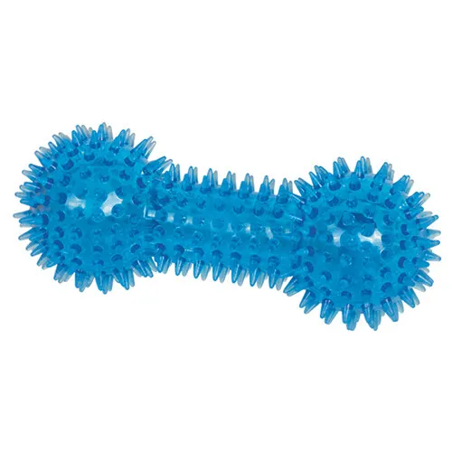 Nobby TPR Noppen Hantel Kauspielzeug blau 15 cm für Hunde Zahnpflege