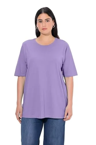 Ulla Popken Damen große Größen Übergrößen Plus Size T-Shirt, Rundhalsausschnitt, Relaxed, Halbarm Blauer Flieder 62+ 486910810-62+
