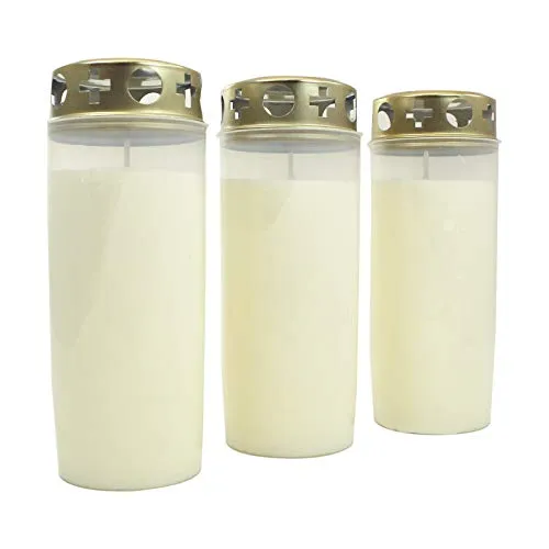 Ebersbacher Kerzenfabrik Grablicht Ölkompolicht Nr. 6 weiße Hülle, 3 Stück im Foliepack