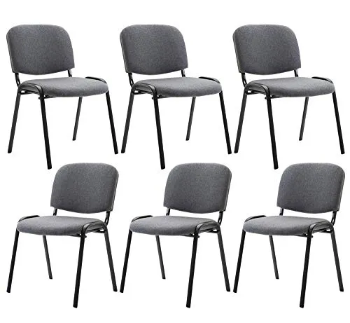 CLP 6er Set Besucherstuhl Ken Stoff - Stapelstuhl mit Metallgestell - Bürostühle mit hochwertiger Polsterung und pflegeleichtem Stoff, ideal für Wartezimmer oder Konferenzräume. Stapelbar für platzsparende Lagerung und hoher Sitzkomfort!