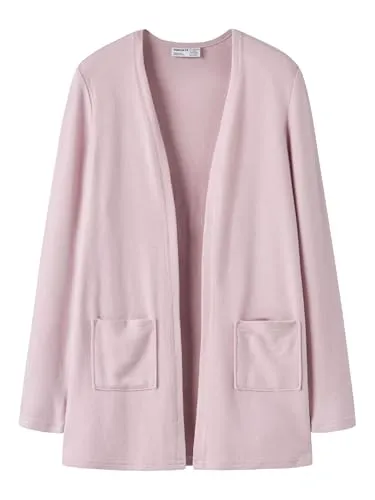 NAME IT Mädchen Nkfvicti Ls Knit Card L Noos Strickjacke, Burnished Lilac, 50 EU