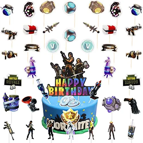 Stück Geburtstag Tortendeko, Spiel Thema Cupcake Toppers, Kuchendekoration für Videospiele, Happy Birthday Kuchen Dekoration Spiel Partei Liefert für Kinder Mädchen Junge Party Kuchen 40
