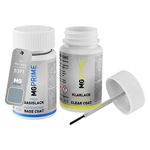 Produktbild MG PRIME Autolack Lackstift Set für Mercedes 5391 Horizontblau Metallic/Horizon Blue Metallic Basislack Klarlack je 50ml