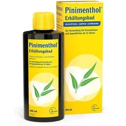 Pinimenthol Erkältungsbad 190 ML - Arzneimittel zur Unterstützung bei Erkältungskrankheiten, mit Eucalyptusöl und Campher für wohltuende Entspannung und Linderung der Symptome.