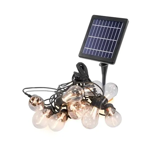 esotec Solar Lichterkette Retro-Look mit 10 Glühbirnen - Wetterfeste Lichterkette im Retro-Look für warmweißes Licht, solarbetrieben und energiesparend – ideal für stimmungsvolle Abende im Garten oder auf der Terrasse.