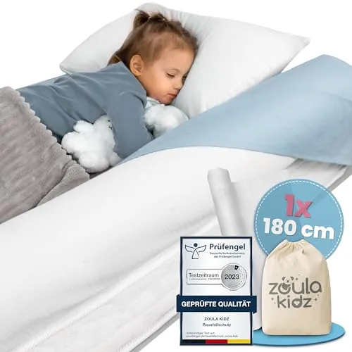 zoula kidz® Aufblasbarer Rausfallschutz 180 cm - Baby Bettgitter – Extra langer, OEKO-TEX® zertifizierter Rausfallschutz für ruhige Nächte und Sicherheit in großen Betten wie Boxspring- und Familienbetten. Ideal für Reisen – leicht und kompakt.