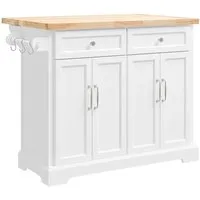 SoBuy Kücheninsel mit Ausziehbarer Arbeitsplatte und Rollen, Weiß 115x92x71cm