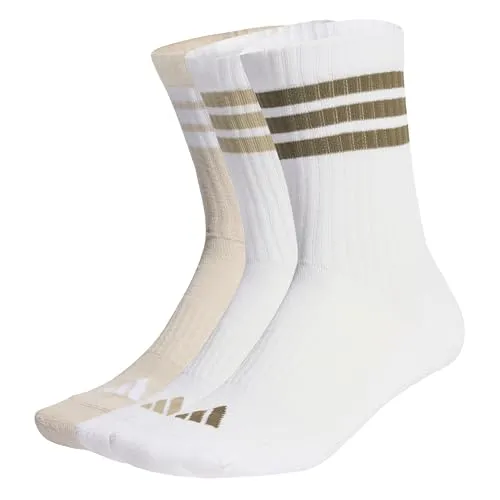 adidas Unisex 3STRIPES CUSHIONED SPORTSWEAR CREW SOCKS 3 PAIR PACK, white/wonder alumina/olive strata, 37-40