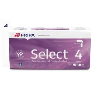 Fripa Toilettenpapier Select, 4-lagig, Tissue, 160 Blatt, 8 Rollen