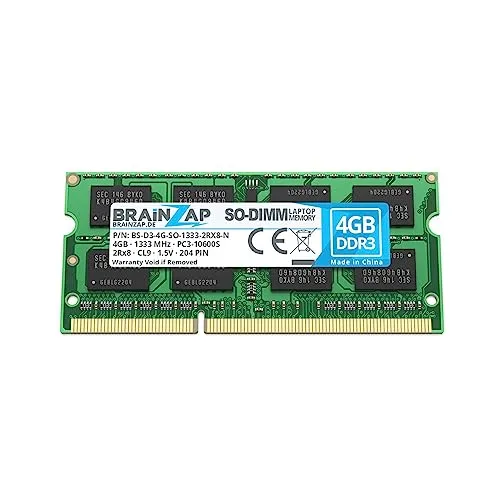 BRAINZAP 4GB DDR3 RAM SO-DIMM PC3-10600S 2Rx8 1333 MHz 1.5V CL9 Notebook Laptop Arbeitsspeicher