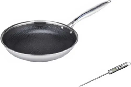 Livington Titan Pan - 20 cm Antihaft Bratpfanne mit Thermometer - Pfanne für alle Herdarten, hitzebeständig bis 260 °C, vereint Antihaft-Eigenschaften mit krossen Ergebnissen dank Diamantpartikeln.