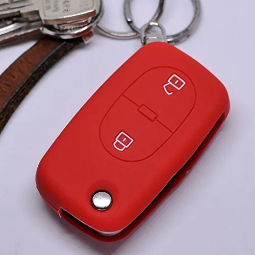Soft Case Schutz Hülle Auto Schlüssel 2 Tasten für Audi A2 A3 A4 A6 S4 TT S6 bis 2007 / Farbe Rot