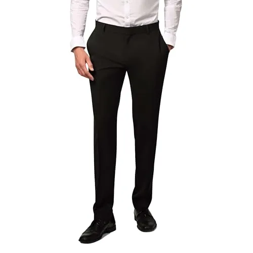 Hirschthal Herren Anzughose Regular-Fit - Elegante Business-Anzughose in Schwarz, erhältlich in Kurz-, Lang- und Normalgrößen. Pflegeleicht und ideal für den klassischen Look im Büro.