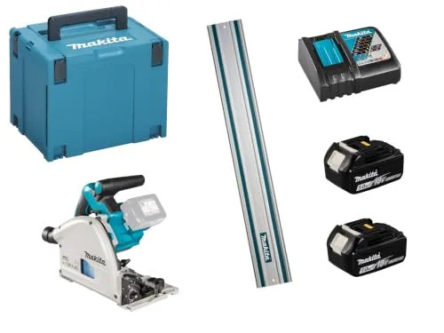 Makita DSP 600 Tauchsäge 2 Akku 5 Ah und Ladegerät im Makpac + Führungsschiene