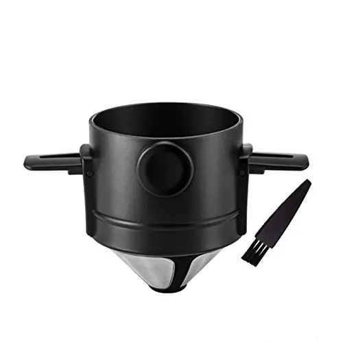 Gocoffun Pour Over Kaffeemaschine für 1–2 Tassen, wiederverwendbarer Kegel-Kaffeetropffilter, Edelstahl, wiederverwendbare Kaffeefilter, Kaffeemaschine mit Reinigungsbürste für Zuhause, Büro, Reisen