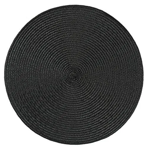 Haus und Deko Platzset Polypro Bastoptik rund ca. 35 cm Ø Schwarz abwaschbar Tischset Platzdeckchen