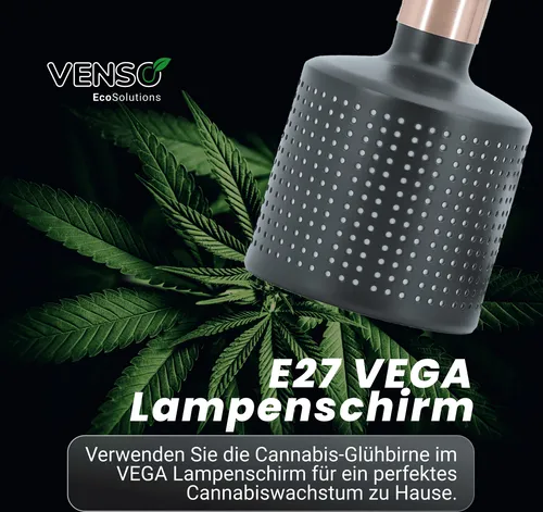 Venso EcoSolutions VEGA E27 Lampenschirm Weiß - Hochwertiger Metall-Lampenschirm für E27 Pflanzenlampen, ideal für optimale Lichtverteilung und Pflanzenwachstum, perfekt für Anzucht & Überwinterung.