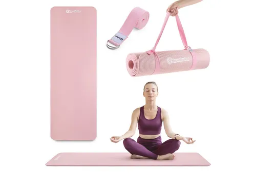 HyperMotion Yogamatte NBR 183x61x0,8 cm mit Gurt in Pink in pink von HyperMotion