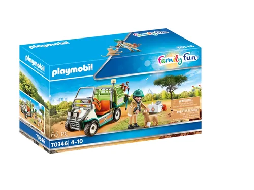 PLAYMOBIL 70346 Zoo-Tierarzt mit Fahrzeug - ab 4 Jahren, inkl. Löwenbaby und abnehmbarer Transportbox für Jungtiere, ideal für kreativen Spielspaß