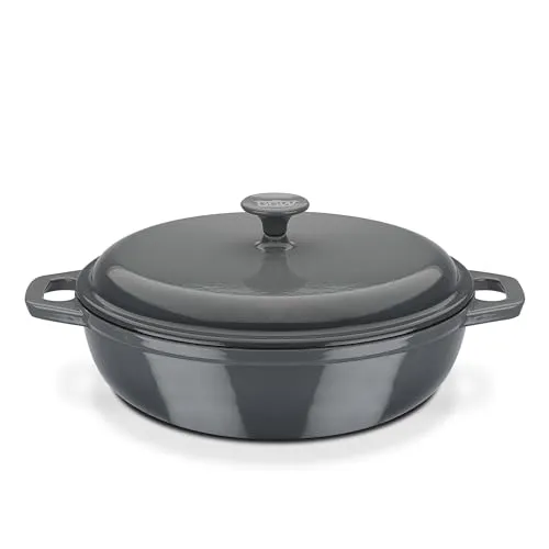 GSW Gusseisen Schmortopf Grey Shadow 30 x 9cm - Pfannen, induktions- und backofengeeignet bis 240°C, aus hochwertigem Gusseisen für optimale Wärmeverteilung und lange Wärmespeicherung.