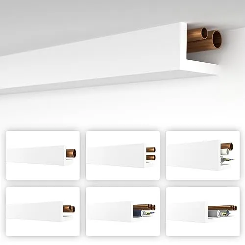 HEXIMO Winkelprofil weiß 1.7 Meter Profile - XPS Abdeckleisten für Heizungsrohre, L-Profil Rohrabdeckleiste Eckleiste Modell: HRA-4-58x90 mm (25 cm Musterstück)