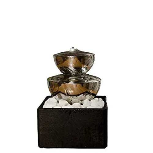 Köhko Tischbrunnen 25010 Dekobrunnen aus Edelstahl mit LED-Beleuchtung