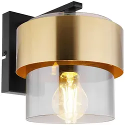 GLOBO LIGHTING Wandlampe - Moderne Wandleuchte für Wohnzimmer & Flur - Lampen mit ästhetischem Design aus schwarz-mattem Metall und rauchigem Glas. Ideal für stilvolles Ambiente und individuelle Lichtgestaltung mit E27-Leuchtmitteln.