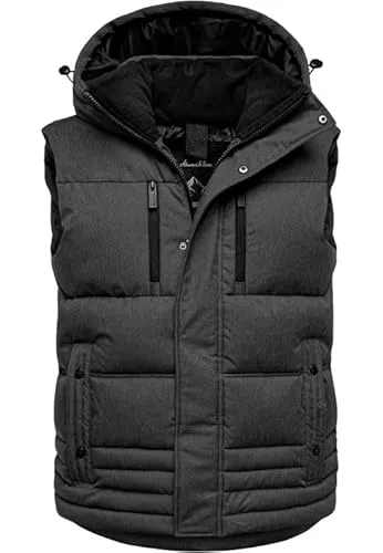 Amaci&Sons Herren Dicke Outdoor Winter Weste mit Kapuze 9139 Dunkelgrau M - Moderne Herren Steppweste von Amaci&Sons – leicht, warm gefüttert und mit abnehmbarer Kapuze. Ideal für Outdoor-Aktivitäten und vielseitig kombinierbar. Praktische Taschen bieten zusätzlichen Stauraum.